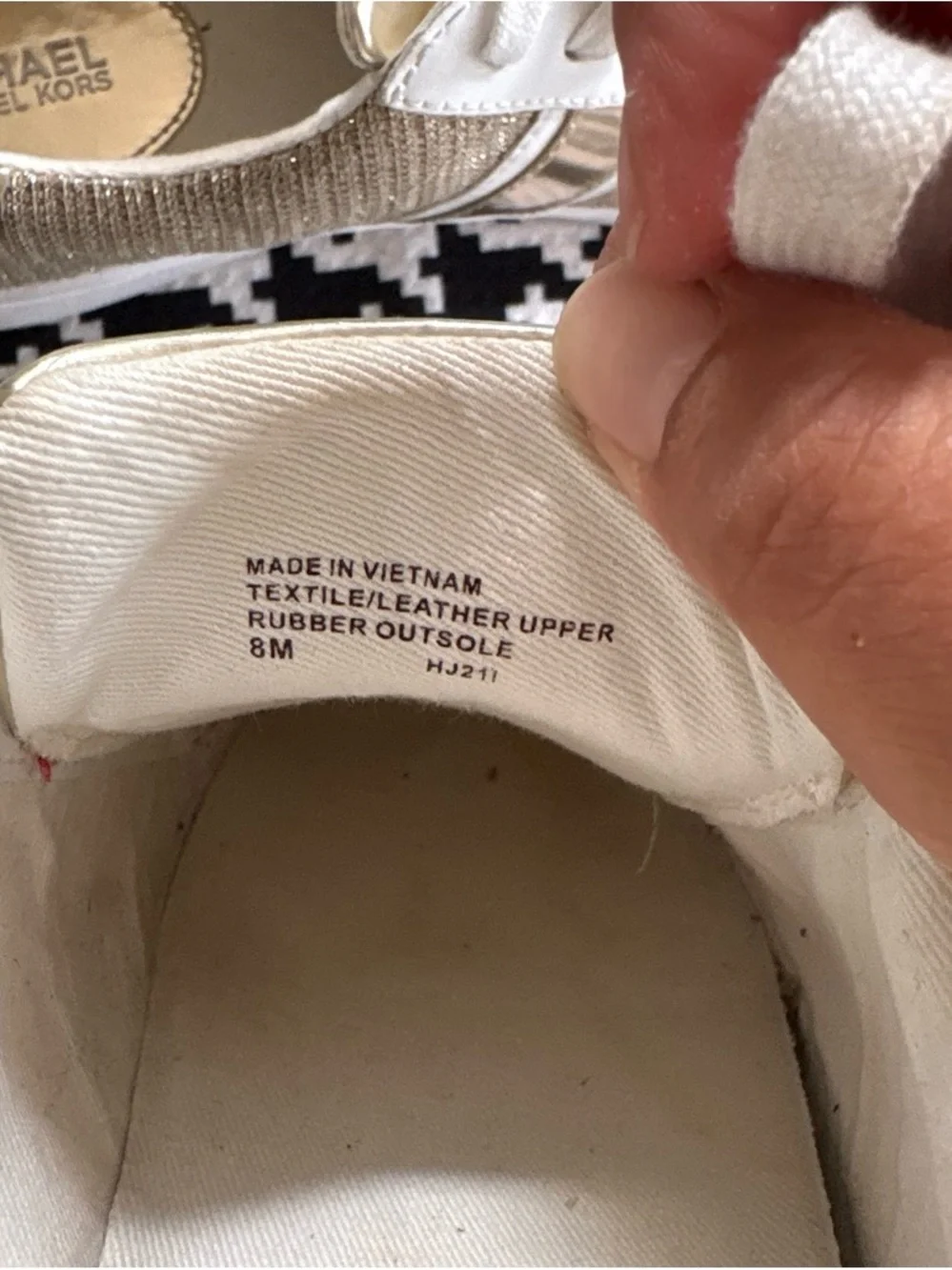 Michael Kors Women’s Metallic Gold and Cream Knit Sneakers